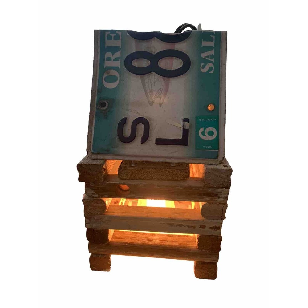 Cabin / Camping /Oregon License Plate Swag Light/Lamp With Edison Bulb